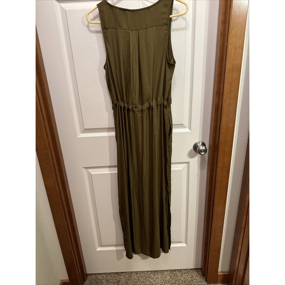 Banana Republic Cindered Olive Green Utility Maxi Dress Size 6 Tie waist - Picture 5 of 6